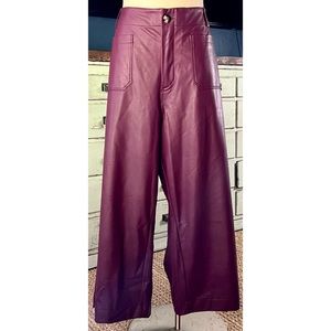 Anthropologie Colette Wide Leg Faux Leather Pants 24W